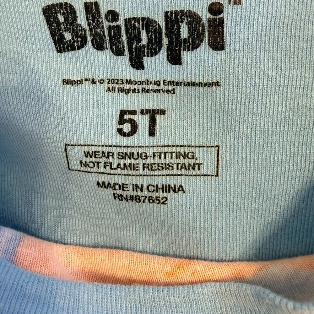 Blippi Orange & Blue Logo Suspenders Cotton Blend Short Sleeve T-Shirt  Size 5T - Picture 2 of 4